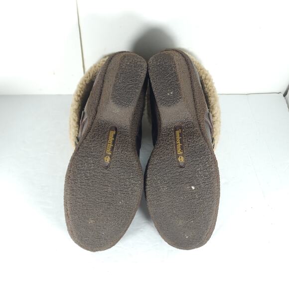 Timberland Women’s Bayden US9,5 Brown Leather Wedge Ankle Shearling Boots Bootie - Picture 9 of 16